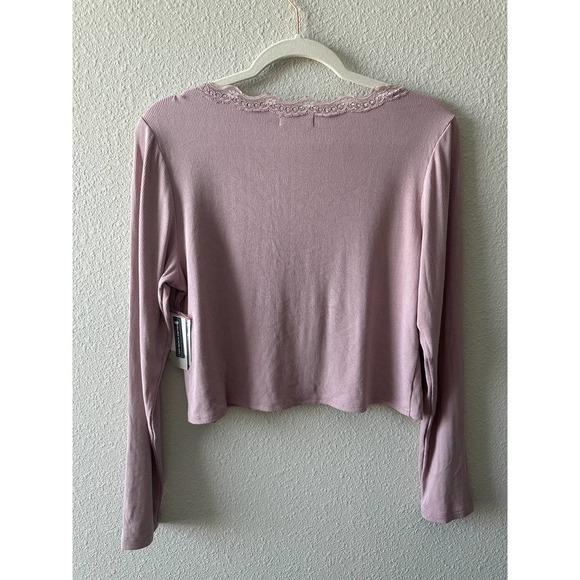 BP. Lace Detail Button Front Rib Top - Picture 8 of 10